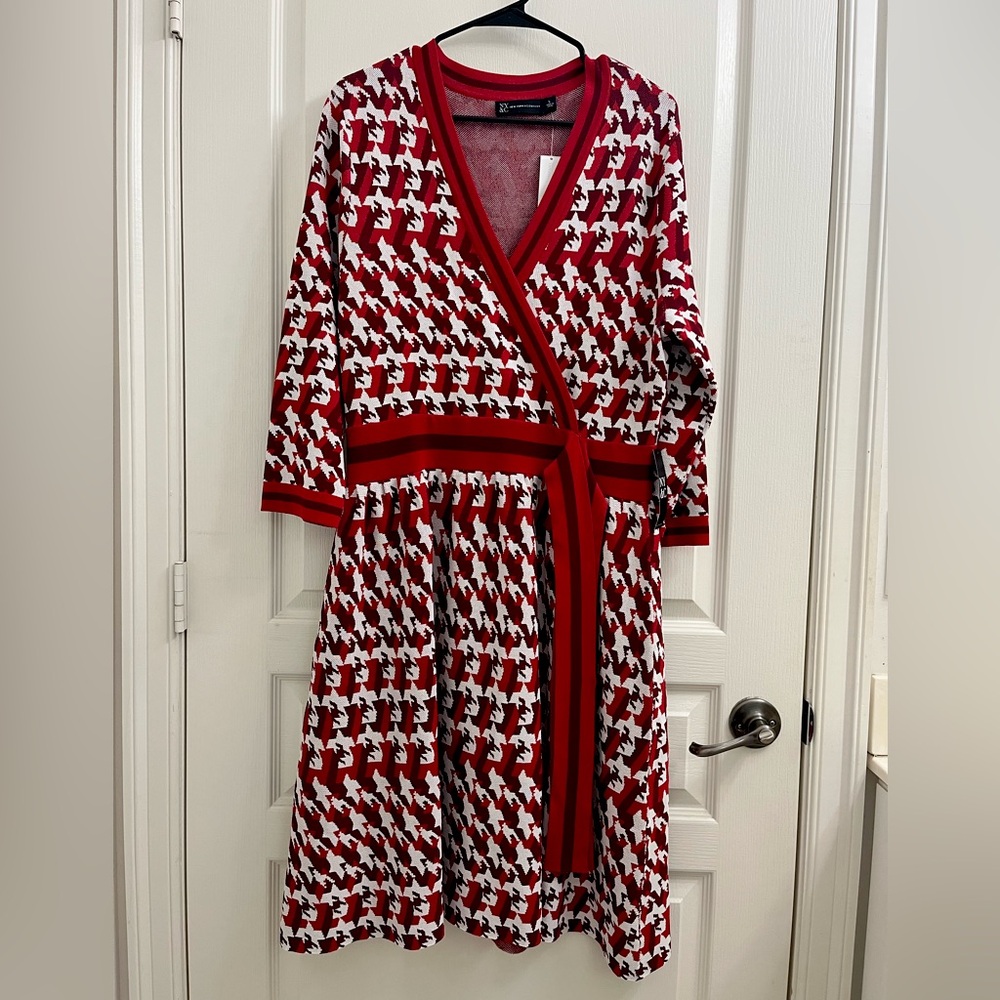 New York & Company Geometric Print Wrap Top Dress